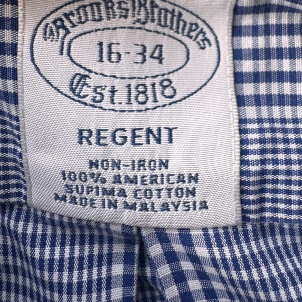 Brooks Brothers Regent Non-Iron Blue White Check Checkered Dress Shirt 16-34 - Picture 3 of 6